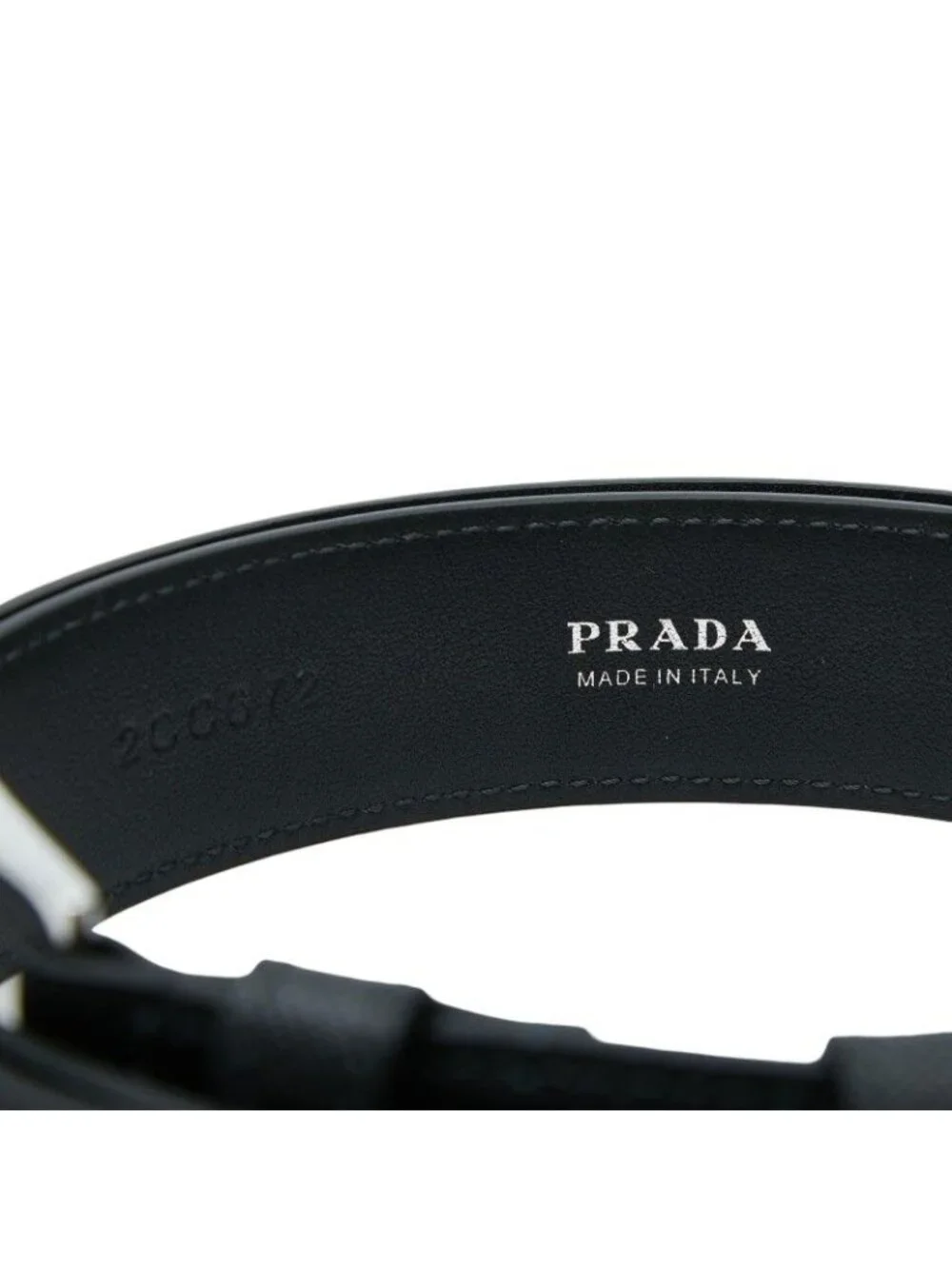 Prada Saffiano Belt 110 44 Black Silver Leather Metal